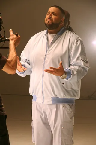 Hood Superstar - DJ Khaled was ready for his solo on the set of the "Welcome to My Hood (Remix)" video shoot in New York City, March 29, 2011.(Photo: Walik Goshorn for BET Digital)