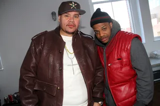 Reppin' Time - Fat Joe and T.A. rep their hoods on the set of DJ Khaled's "Welcome to My Hood (Remix)" video shoot in New York City on March 29, 2011.(Photo: Walik Goshorn for BET Digital)