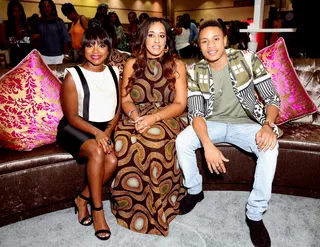 Fan Photo - Naturi Naughton and Rotimi Akinosho pose with a fan who matches their trendiness. &nbsp;(Photo: Rachel Murray/BET/Getty Images for BET )&nbsp;