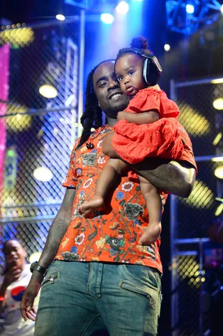 Wale and Zyla Moon Oluwakemi - Wale performs on stage with his daughter at the BETX on the Road: DMV Concert at the Fillmore Silver Spring on July 26, 2017, in Silver Spring, Maryland. (Photo: Shannon Finney/Getty Images for BET)