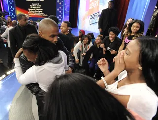 Trey Songs Hugging Fans - 106 &amp; Park, December 7, 2012. (Photo: John Ricard / BET)