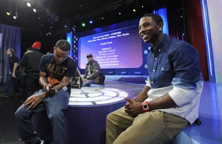 Sitting Back - Bow Wow and Shorty Da Prince on commercial break at 106 &amp; Park, December 6, 2012. (Photo: John Ricard / BET)