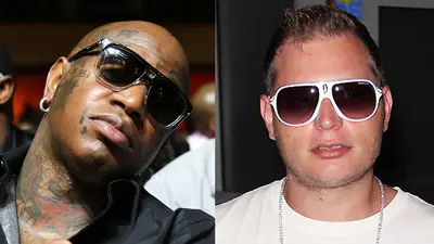 Birdman/Scott Storch - After&nbsp;Scott Storch's Miami home was foreclosed on, the founder of Rockstar Energy Drink founder bought it and sold it to Birdman, who settled into the nine-bedroom, 17-bath home, surrounded by a moat for $14.5 million.&nbsp;(Photos from left: Neilson Barnard/Getty Images for BMI, Alexander Tamargo/Getty Images)