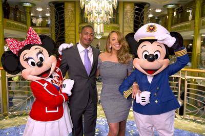 It's a Wonderful Life - Hubby and wife Nick Cannon and&nbsp;Mariah Carey are joined by Mickey and Minnie aboard the newest ship from Disney Cruise Line, the Disney Fantasy, at a star-studded christening gala held in New York City. In a maritime tradition, Carey was named godmother of the 4,000-passenger ship, which sails to its home port of Port Canaveral, Fla. this week. With a maiden voyage on March 31, Disney Fantasy will sail seven-night cruises to the Caribbean and Disney's private island, Castaway Cay.(Photo: Kent Phillips/Disney Parks via Getty Images)