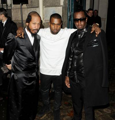 Three Times Dope - Shyne, Kanye West and Diddy make an interesting trio in black leather, black silk and black denim at the Givenchy Autumn/Winter 2012 Ready-to-Wear show during&nbsp;Paris Fashion Week in Paris, France.(Photo: Will Alexander/WENN.com)