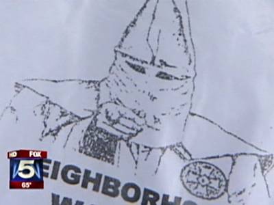 KKK Flyers Found in Georgia Yards&nbsp; - Residents in a suburban Georgia town were in for a surprise when they recently found not the daily paper, but a flyer recruiting for the Ku Klux Klan in their yard. Last week flyers were left in plastic bags featured a drawing of a Klan member in a hood with the note, “Neighborhood Watch: You can sleep tonight knowing the Klan is awake!”(Photo: Fox News Atlanta)