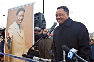 Remembering Mac - The Reverend Jesse Jackson attends a ceremony honoring the late comedian Bernie Mac with a street sign in his Chicago&nbsp;hometown. (Photo: Timothy Hiatt/Getty Images)