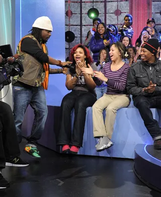 Take the Stage - Wale takes the stage at 106 &amp; Park, February 27, 2012. (Photo: John Ricard / BET)