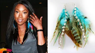Brandy - The singer shows off her aqua &quot;Mohawks&quot;.(Photo: Courtesy of Poparazzi)