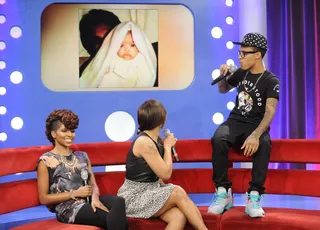 Look There - Miss Mykie, Paigion and Bow Wow check out a #TBT photo of Paigion as a baby at 106 &amp; Park, October 4, 2012. (Photo: John Ricard / BET).