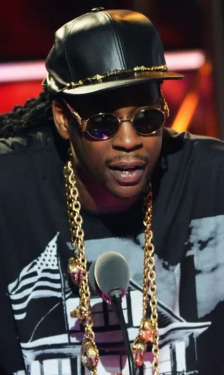 One Ted, 2 Chainz - After Ted the Barber did his job, 2 Chainz speaks onstage at the 2012 BET Hip Hop Awards&nbsp;(Photo: Rick Diamond/Getty Images for BET)