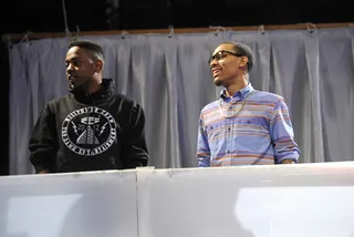 High Up - Kendrick Lamar and Bow Wow in the Crow's Nest, high above the audience at 106 &amp; Park, October 3, 2012. (Photo: John Ricard / BET).