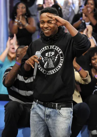 "Sherane a.k.a Master Splinter's Daughter" - Kendrick Lamar opens the album with the juxtaposition of good and evil, a theme that runs throughout. Here, in a look forward at the album narrative to follow, he's just a in-puppy-love Compton teenager trying to get some—until reality interrupts, in the form of two guys in black hoodies. The tinkling pianos and phasing snare drums, a blend of early-2000s Dr. Dre G-funk and Drake's drowsy, 40-helmed beats, are a good mission statement for the album's lush, expertly crafted production.  (photo: John Ricard / BET).