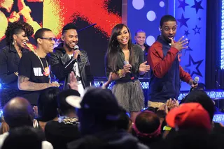 It's a Wrap - Miguel with Paigion, Bow Wow, Miss Mykie and Shorty at 106 &amp; Park, October 2, 2012.(Photo: John Ricard / BET)