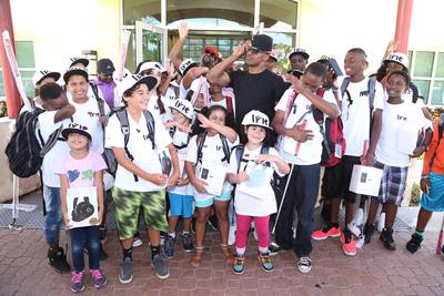 Do Gooders - DJ Irie and Jamie Foxx had fun with the kids of the IRIE Foundation during the 12th Annual Irie Weekend #InspIRIE Kids Golf Clinic.(Photo: Omar Vega via PMG Media Group)