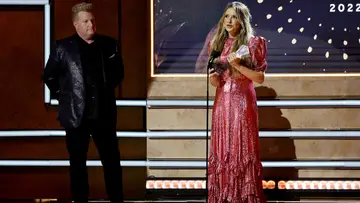 Rascal Flatts and Carly Pearce speak onstage during 2022 CMT Artists of the Year (Photo by Jason Kempin/Getty Images for CMT)