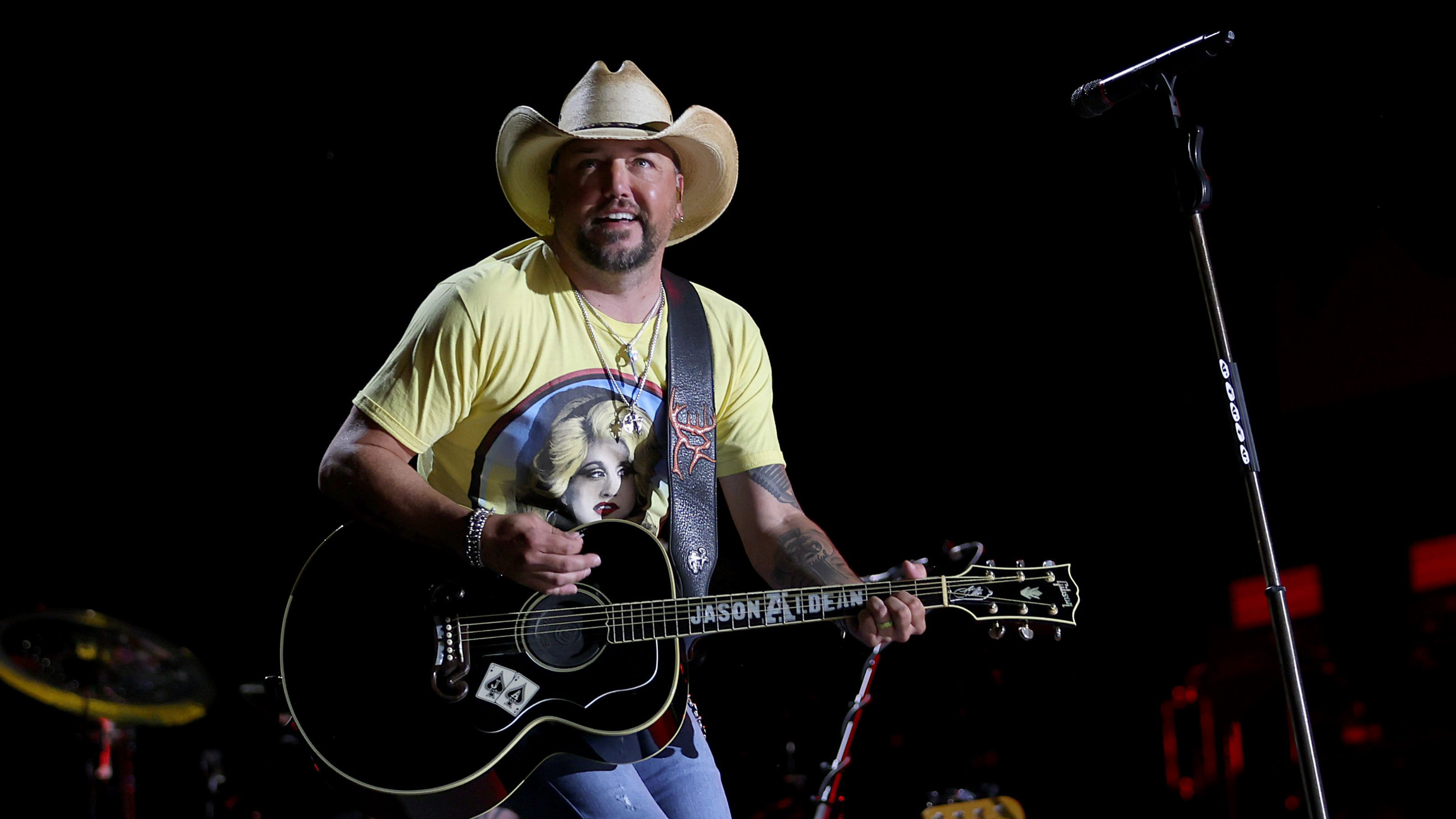 NASHVILLE, TENNESSEE - JUNE 09: Jason Aldean performs during day 1 of CMA Fest 2022 at Nissan Stadium on June 09, 2022 in Nashville, Tennessee. 