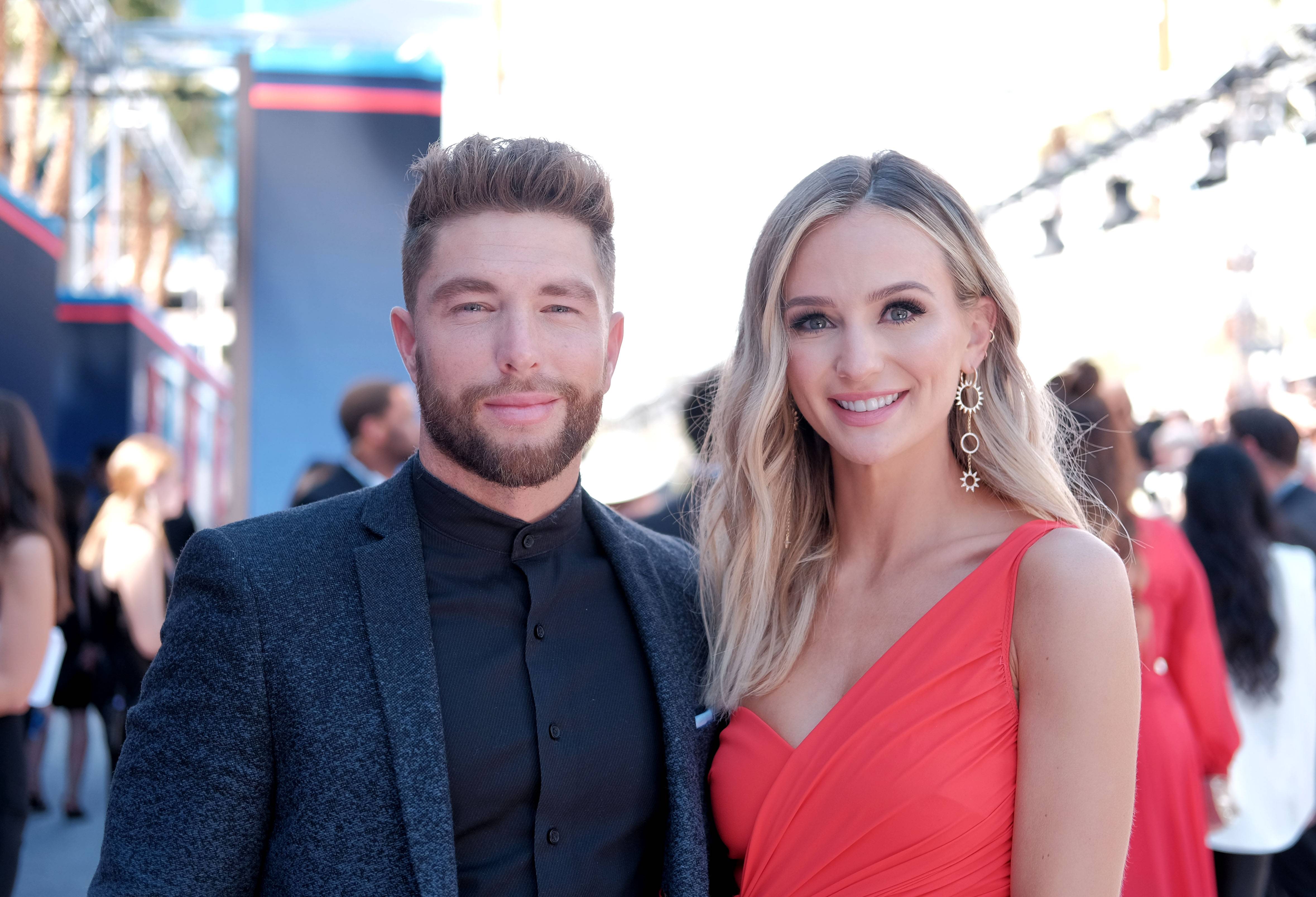 LAS VEGAS, NEVADA - APRIL 07: Lauren Bushnell and Chris Lane attend the 54th Academy Of Country Music Awards at MGM Grand Hotel & Casino on April 07, 2019 in Las Vegas, Nevada. 