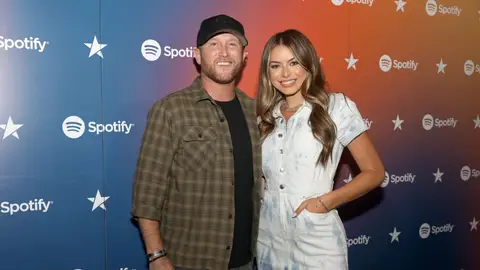 NASHVILLE, TENNESSEE - JUNE 11: Cole Swindell and Courtney Little visit Spotify House during CMA Fest at Ole Red on June 11, 2022 in Nashville, Tennessee. 