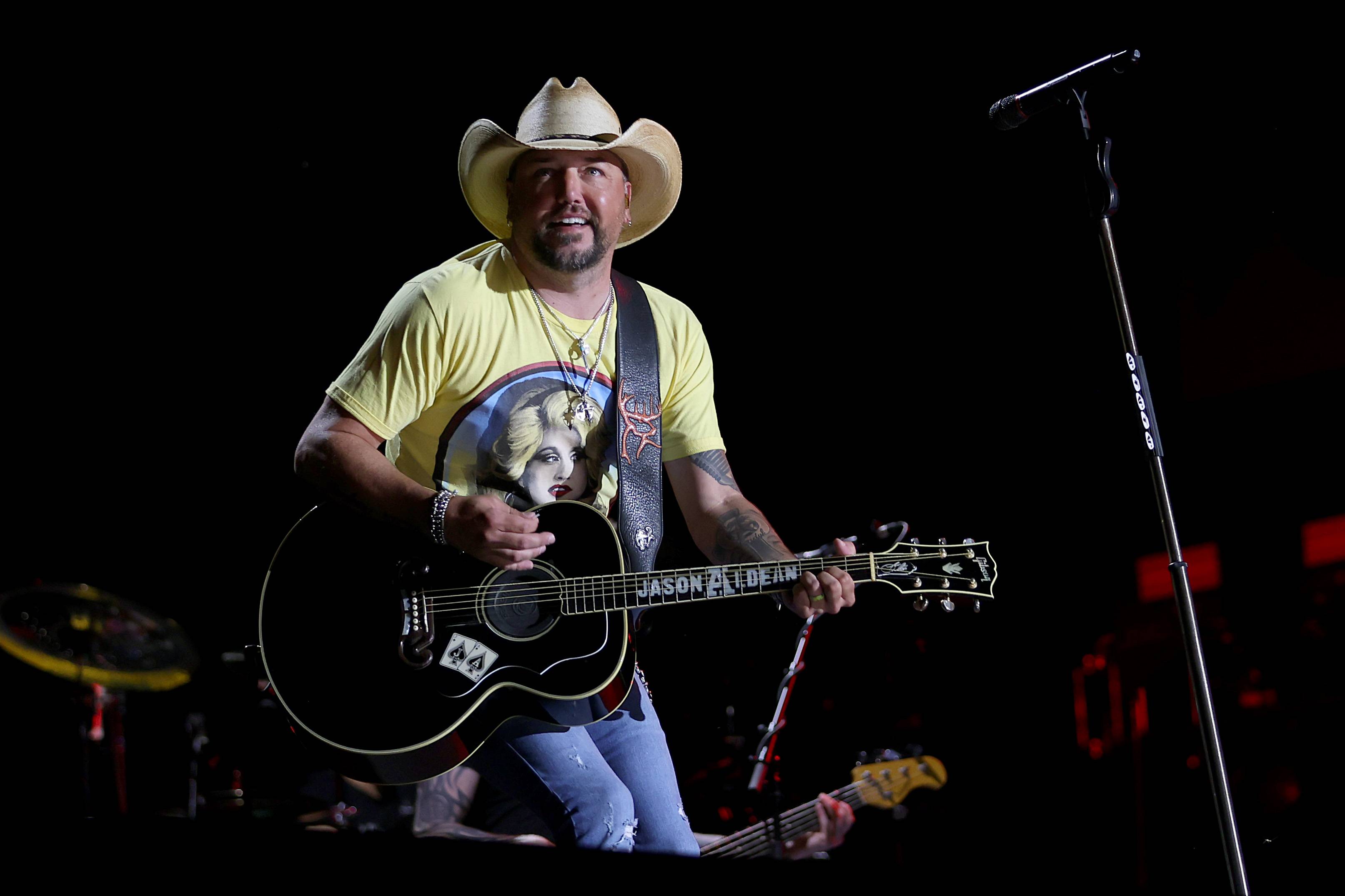 NASHVILLE, TENNESSEE - JUNE 09: Jason Aldean performs during day 1 of CMA Fest 2022 at Nissan Stadium on June 09, 2022 in Nashville, Tennessee. 