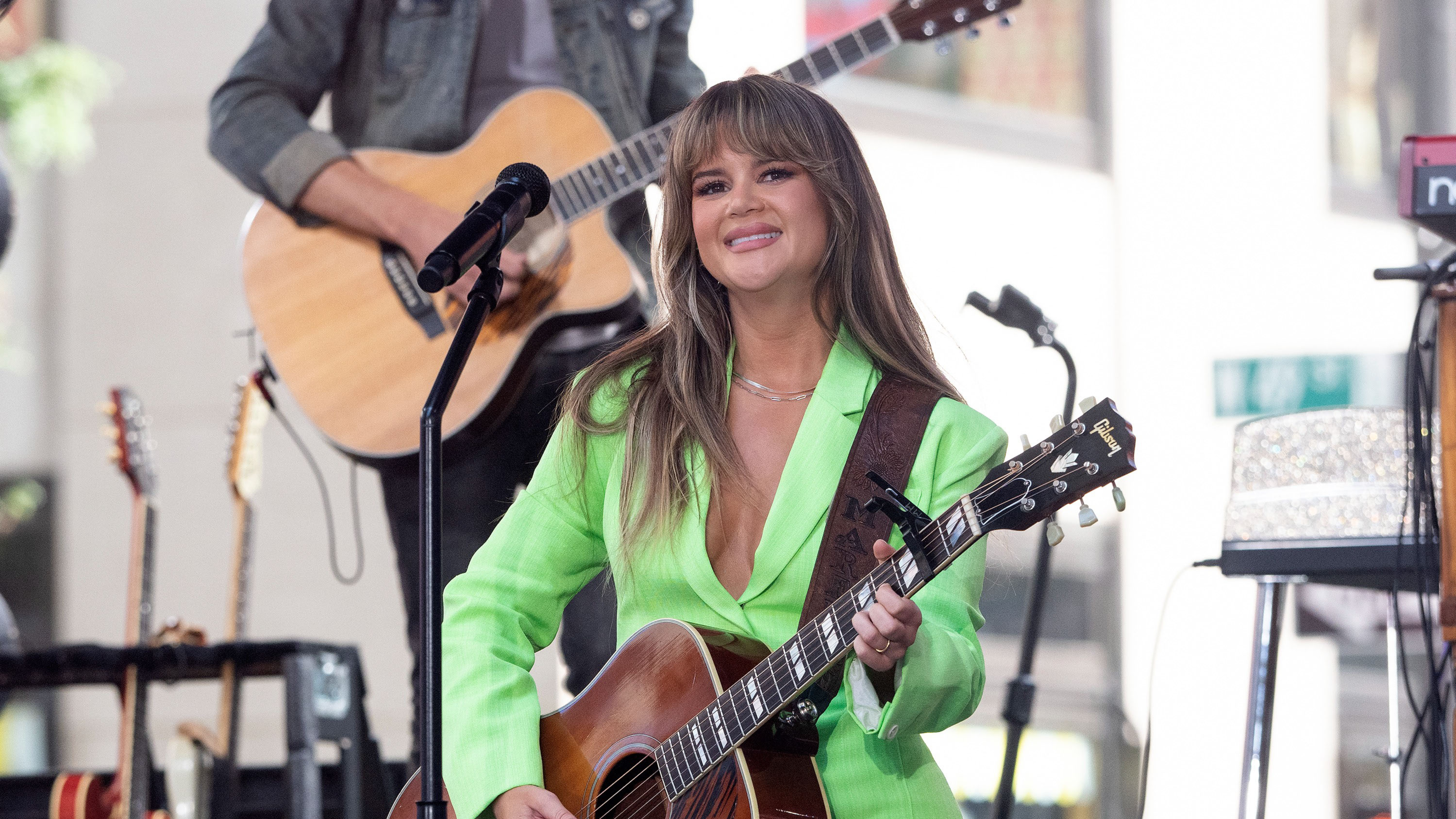 NEW YORK, NEW YORK - JULY 28: Maren Morris performs on NBC's "Today" at Rockefeller Plaza on July 28, 2022 in New York City. 