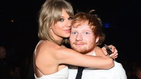 Taylor Swift and Ed Sheeran at the 2015 Grammy Awards