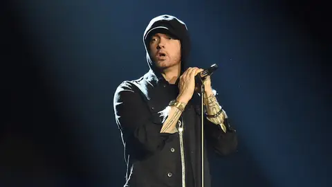 Eminem performs on stage during the MTV EMAs 2017 held at The SSE Arena, Wembley on November 12, 2017 in London, England