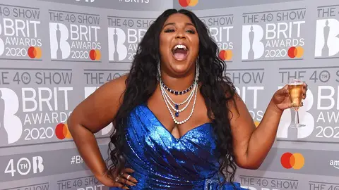 Lizzo performs during The BRIT Awards 2020 at The O2 Arena on February 18, 2020 in London, England. 