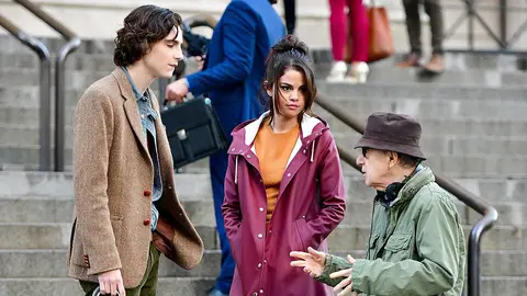 Selena Gomez on the set of her yet-to-be released Woody Allen movie, A Rainy Day In New York.