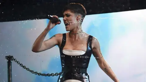 Halsey performing at the MTV Europe Music Awards in November 2018