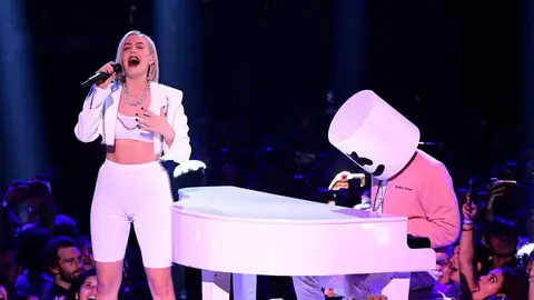 Marshmello, Bastille and Anne-Marie performing at the 2018 MTV Europe Music Awards