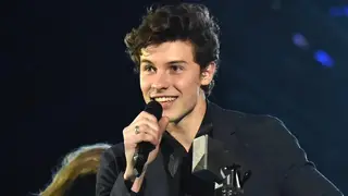 Shawn Mendes accepts award during the MTV EMAs 2017 held at The SSE Arena, Wembley on November 12, 2017 in London, England