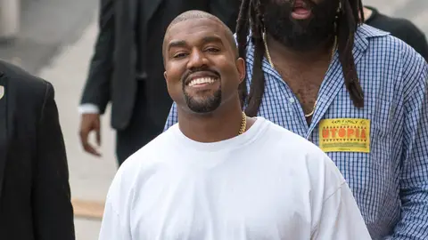 Kanye West arriving at Jimmy Kimmel.