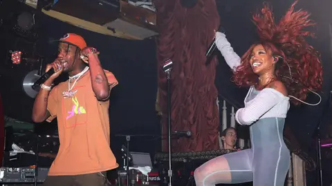 SZA and Travis Scott perform at The Box in New York City in October 2017