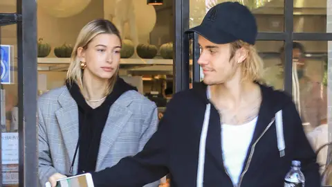 Justin Bieber and Hailey Baldwin leaving Joan's on Third in Los Angeles.