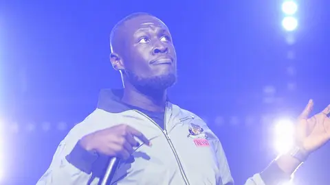 : Stormzy performs on stage at UK Grime and Hip Hop, the KA & GRM Daily RATED AWARDS, at legendary music venue, The Roundhouse on October 24, 2017 in London, England