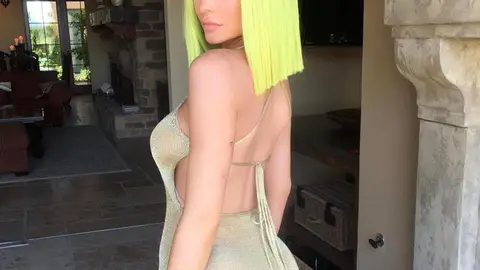Kylie Jenner rocks highlighter yellow hair at Coachella 