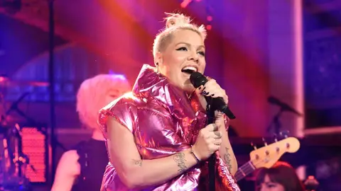 P!nk performing on Saturday Night Live on October 14, 2017