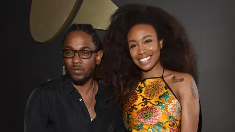 Rapper Kendrick Lamar (L) and SZA attend The 58th GRAMMY Awards at Staples Center on February 15, 2016 in Los Angeles, California