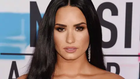Demi Lovato appears on the red carpet before the 2017 American Music Awards