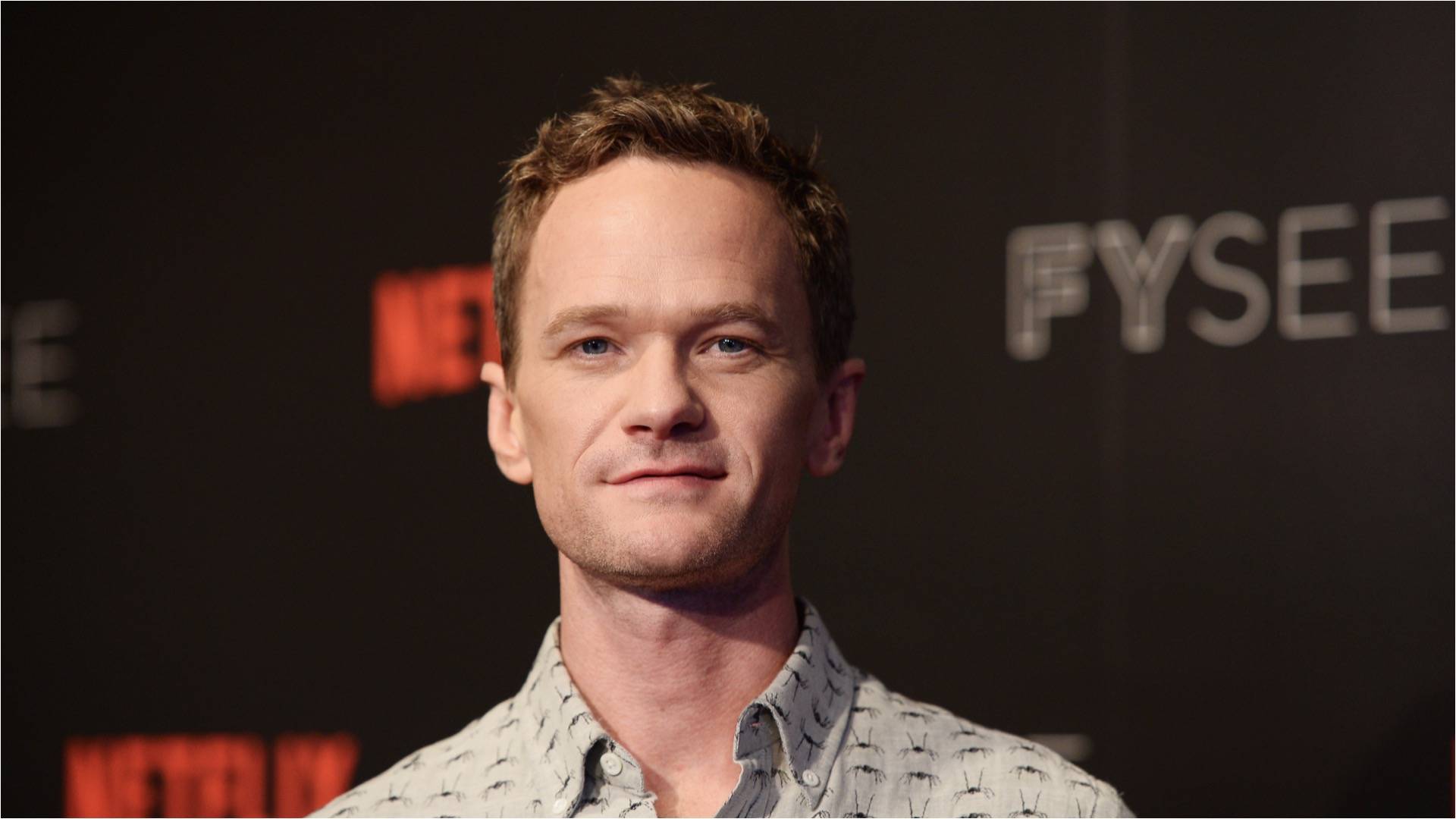 Neil Patrick Harris Poses In Beige Patterned Shirt 