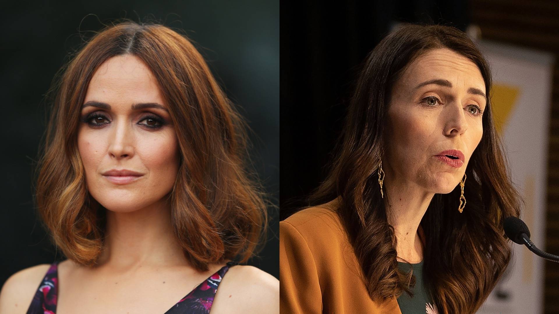Actor Rose Byrne and New Zealand PM Jacinda Ardern Composite Photo
