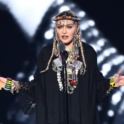 Madonna pays homage to Aretha Franklin while presenting Video of the Year.