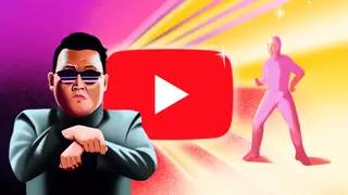 An illustration of Psy and the YouTube logo