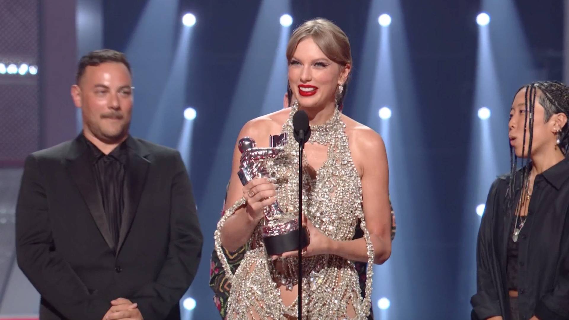 Taylor Swift accepts the award for Video of the Year Award at the VMAs 2022.