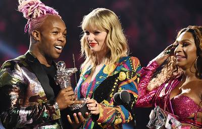Taylor Swift accepts the Video of the Year Award for "You Need to Calm Down."