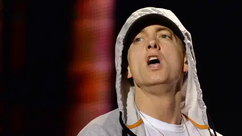 Eminem performs on August 22, 2013 during a concert at the Stade de France in Saints-Denis, near Paris