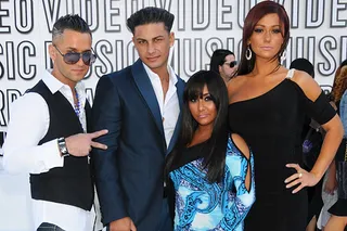 Casties Mike "The Situation," Pauly D, Snooki, and JWOWW may be a long way from the shore, but they still manage to bring the party to the 2010 MTV Video Music Awards.