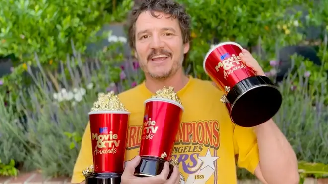 Pedro Pascal accepts the award for Best Show at the MTV Movie & TV Awards 2023.