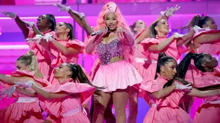 Nicki Minaj performs as part of her Video Vanguard medley set at the 2022 MTV VMAs.
